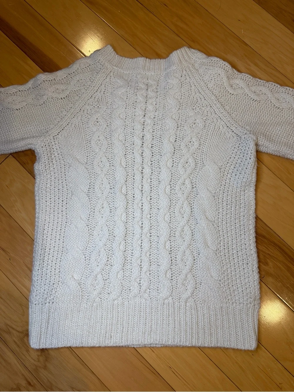 J. Crew Cable Knit Sweater Women’s S Cream Alpaca Merino Wool Blend 3/4 Sleeves